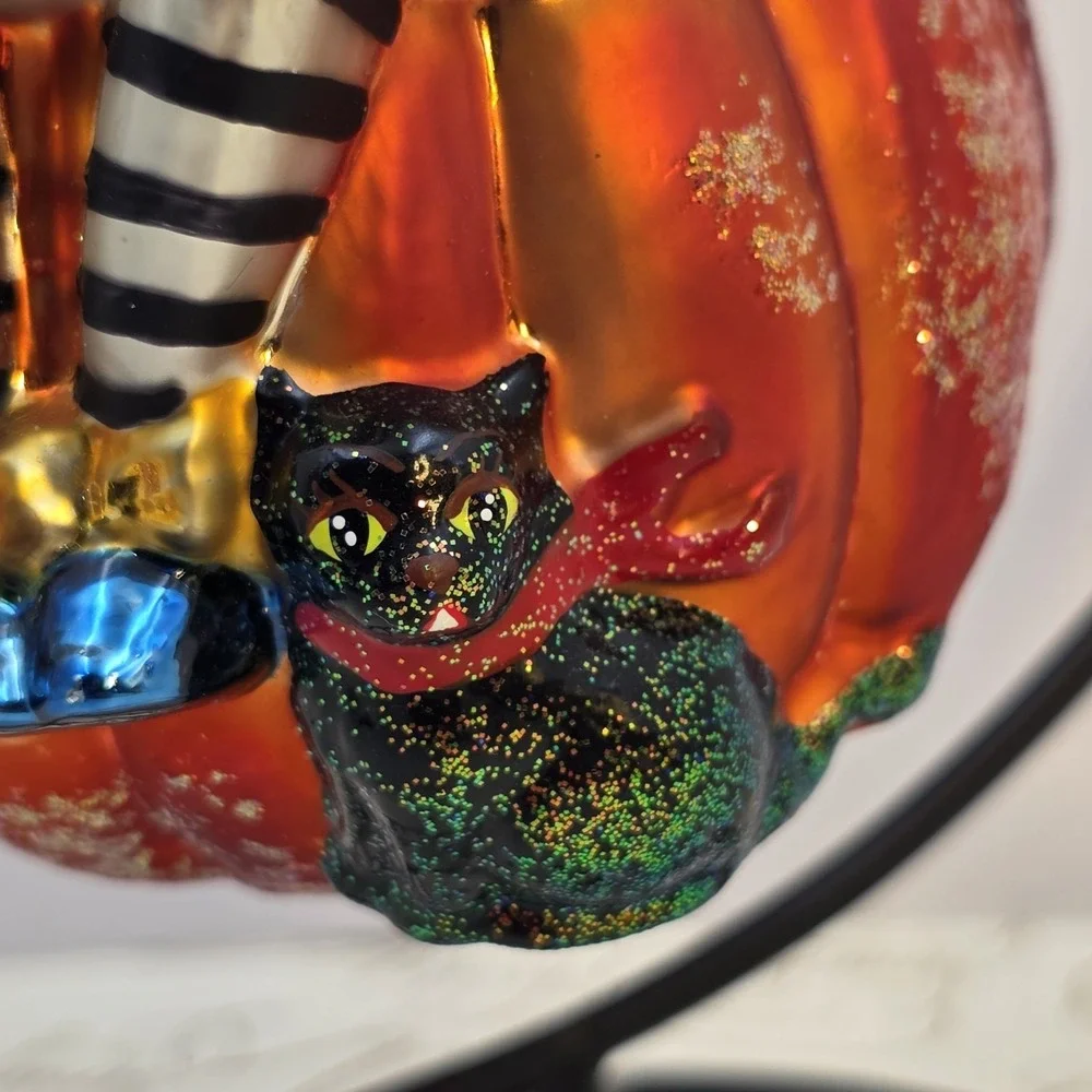 Christopher Radko Sit A Spell Witch Pumpkin Cat Halloween Ornament 1999 99-081-0